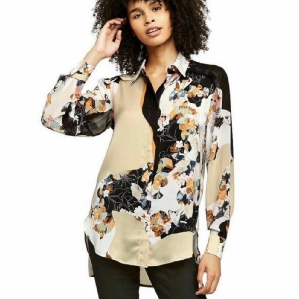 3.1 Phillip Lim x Target -Floral Long-sleeve Button-Down Blouse/Top/Shirt (M)